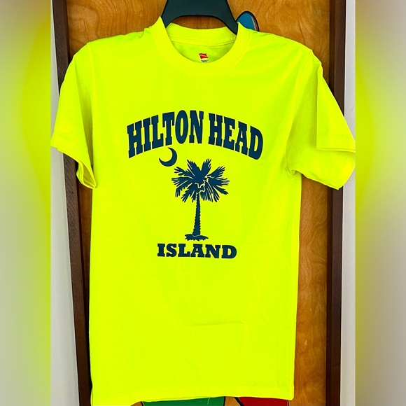 HILTON HEAD ISLAND YOUTH SHIRT SIZE SMALL—NEW—NEON & COOL—GOLF/ VACATION SHIRT - Picture 1 of 11